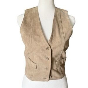 VTG 70s Suede Vest Womens Small Western Boho Festival Tan Waistcoat